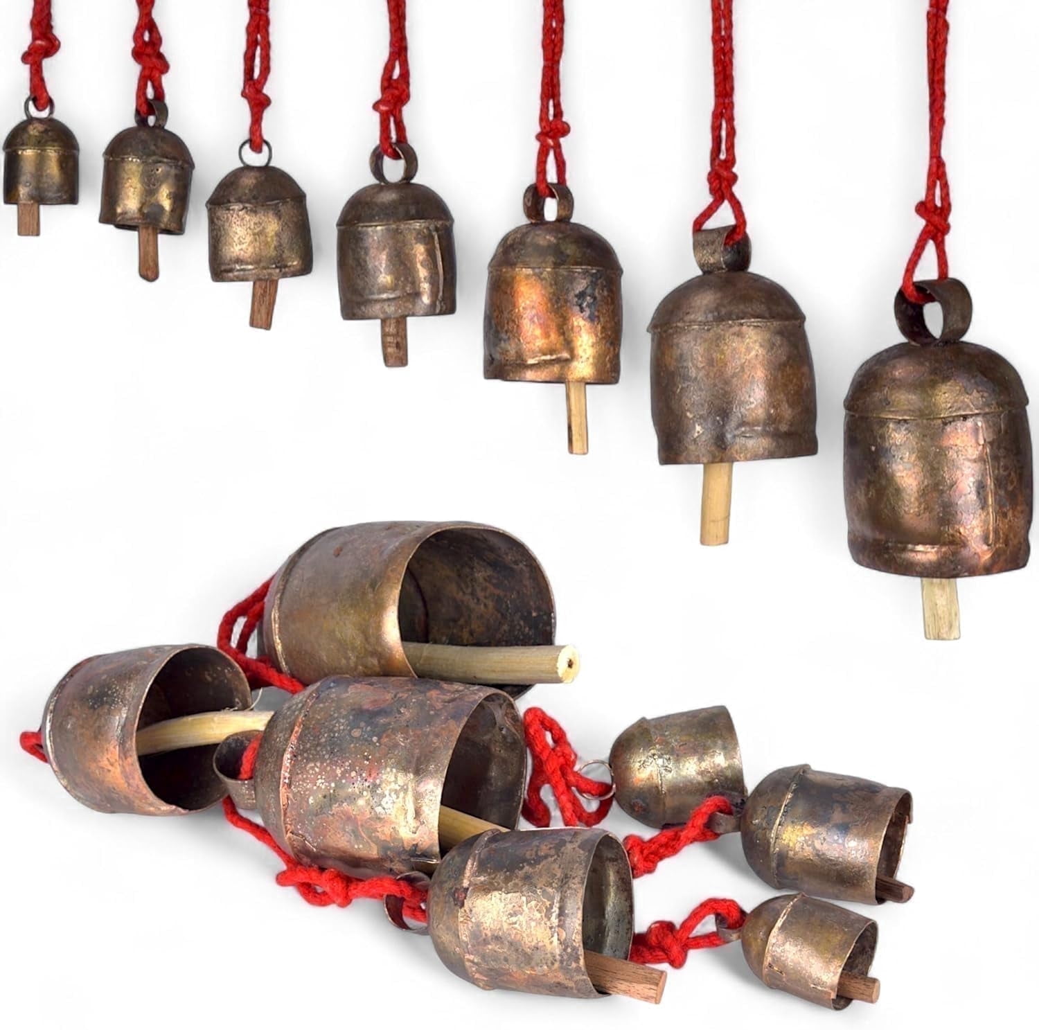 Vivanta Cluster Bell Wind Chimes 55 Inch Gold Metal Holidays Wind Chimes, Rustic, Vintage, Decorative