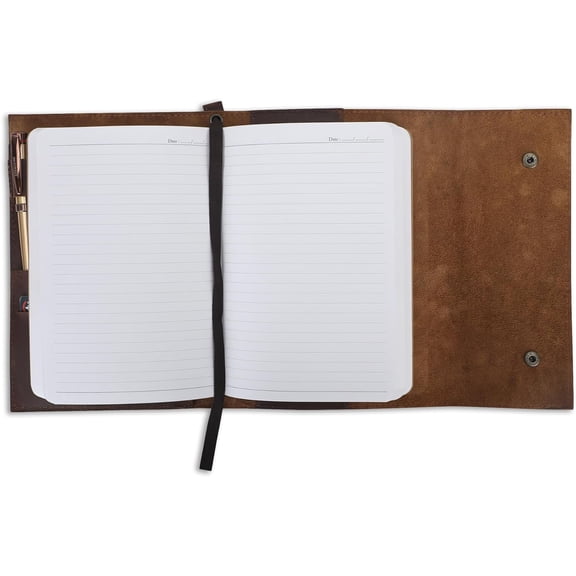 Handmade Rustic Leather Journal Cover, XL (7.5 x 9.75 in) - Refillable, Durable Double Button Closure, Brown Notebook Sleeve for Artists and Professionals, Ideal for Sketchbooks$$Office