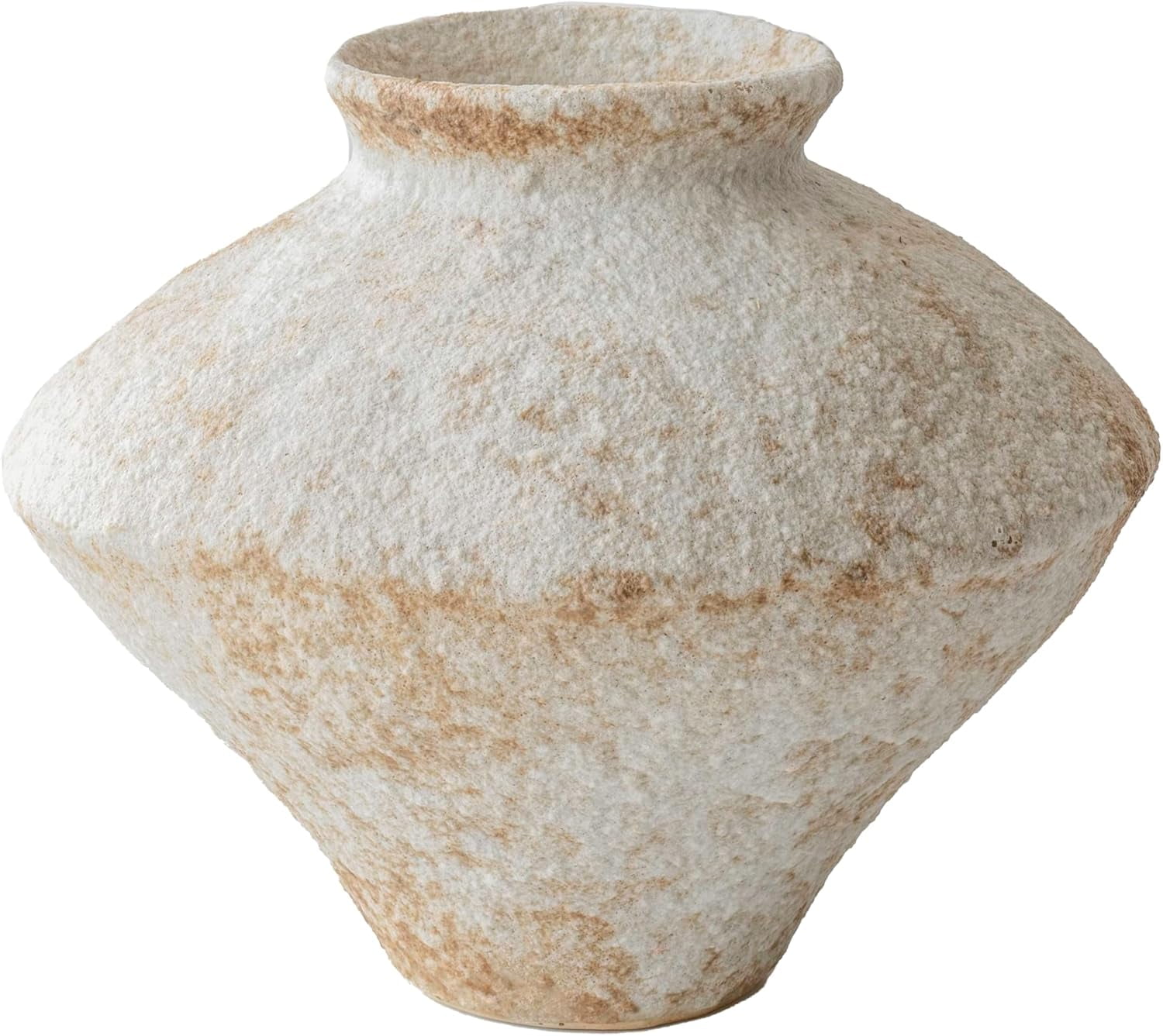 Image showcasing Handmade Rustic White Ceramic Vase Decorative Flower Vase, Textured ...