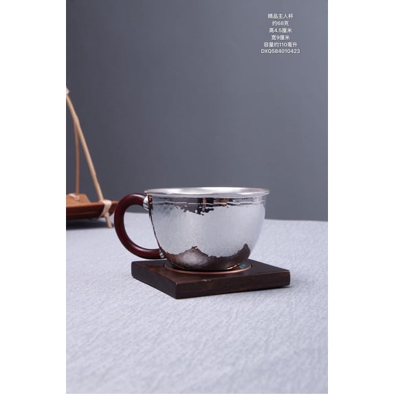 Handmade S999 Sterling Silver Tea Cup, Cup with Hammer Pattern, Mug, Health Tea Set