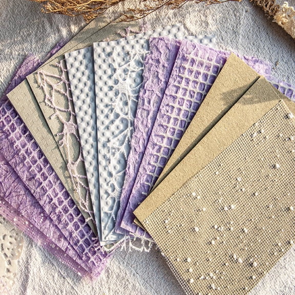 Handmade Scrapbook Paper, 16 Sheets Textured Paper Mesh Fabric Mix Special Junk Journal Papers for DIY Journaling, Decoupage, Scrapbooking, Art, Card Making, Craft