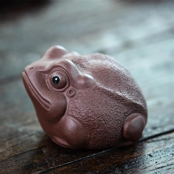 Handmade Sculpture Crafts Home Tea Set Chinese Purple Clay Tea Pet Lucky Golden Toad Statue Ornaments