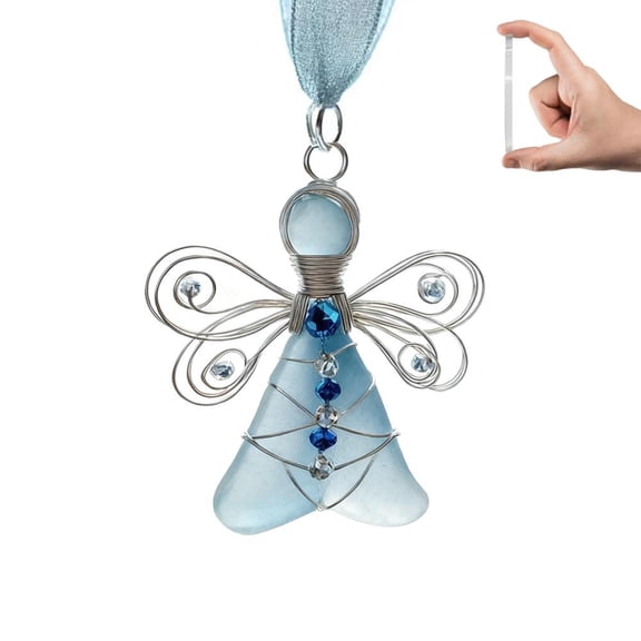 Handmade Sea Glass Angel Ornament, Christmas Tree Hanging Pendant Decor