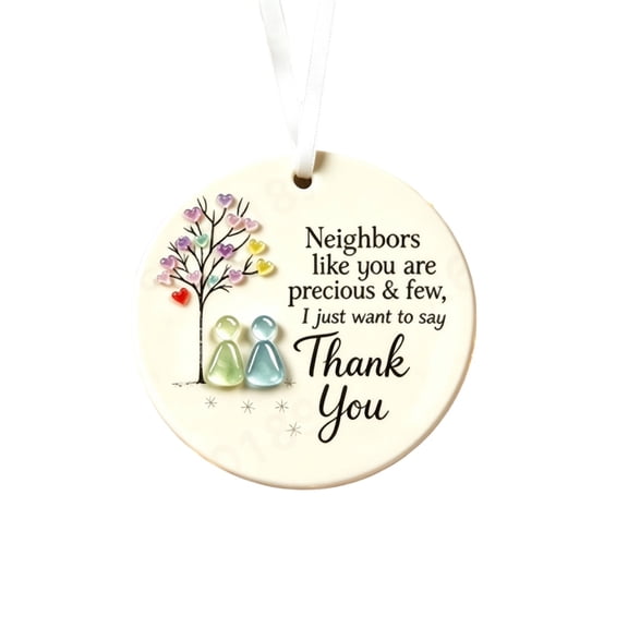 Handmade Sea Glass Decor, 3.15in Acrylic Plaque Thank You Gifts for Neighbors, Neighbor Gift, Moving Away Keepsake, Christmas Home Decor for Friends, Neighbor Like You are Precious Few