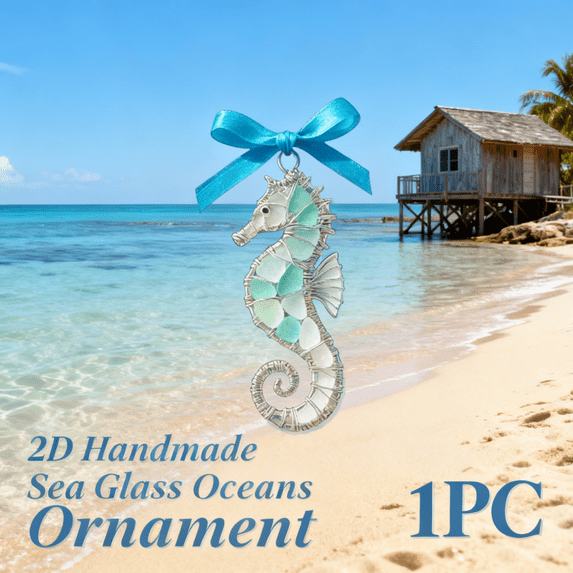 Handmade Sea Glass Ocean Ornament,Coastal Wall Art,Frosted Beach Glass Suncatcher,Handmade Ocean Gift,Unique Shore Glass Pendant for Home or Car,Eco-Friendly Beach Glass Décor for Ocean Lovers