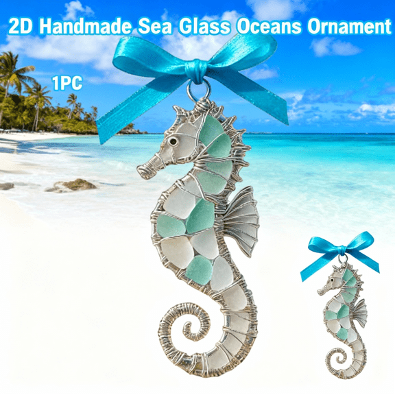 Handmade Sea Glass Ocean Ornament,Handmade Coastal Wall Art,Frosted Beach Glass Suncatcher,Beachcomber Gift,Eco-Friendly Shore Glass Pendant,Unique Home Décor for Beach,Car,or Garden Spaces