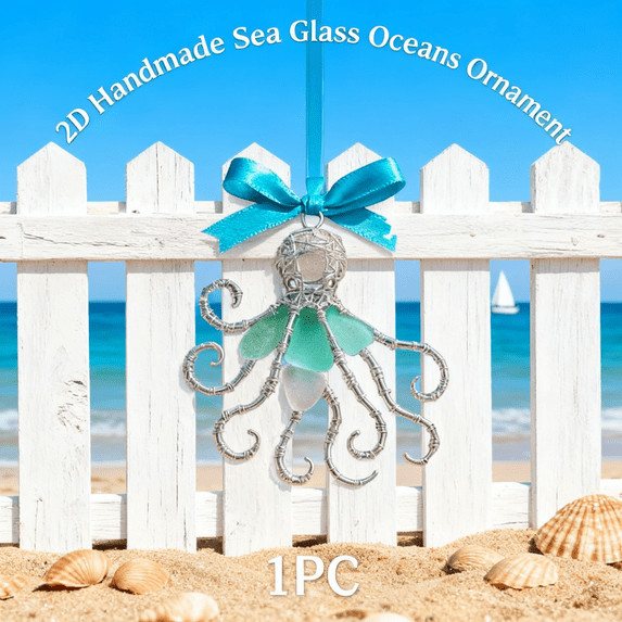 Handmade Sea Glass Ocean Ornament,Handmade Coastal Wall Art,Frosted Beach Glass Suncatcher,Beachcomber Gift,Eco-Friendly Shore Glass Pendant,Unique Home Décor for Beach,Car,or Garden Spaces
