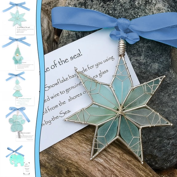 Handmade Sea Glass Pendant Decoration - Unique Coastal Themed Polished Craft, Durable Smooth Finish, Perfect for Home Window Hanging & Birthday Housewarming Holiday Gift, 3.15in, Blue