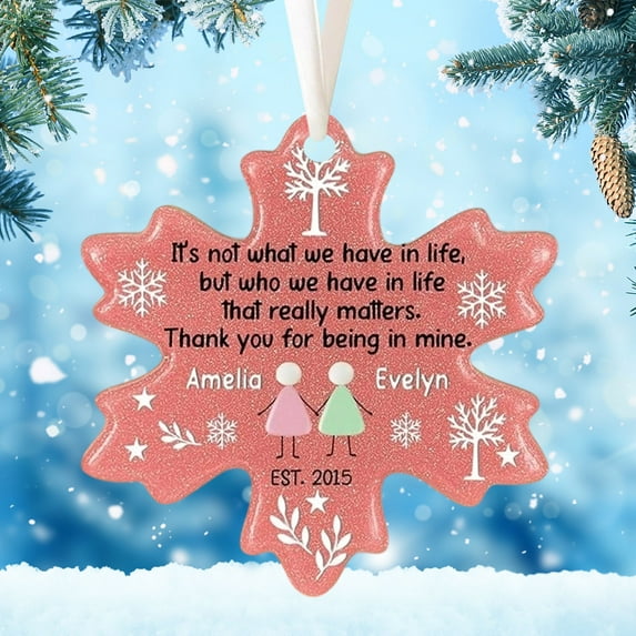 Handmade Sea Glass Snowflake Christmas Ornament with Glossy Finish for Tree or Wall Decor