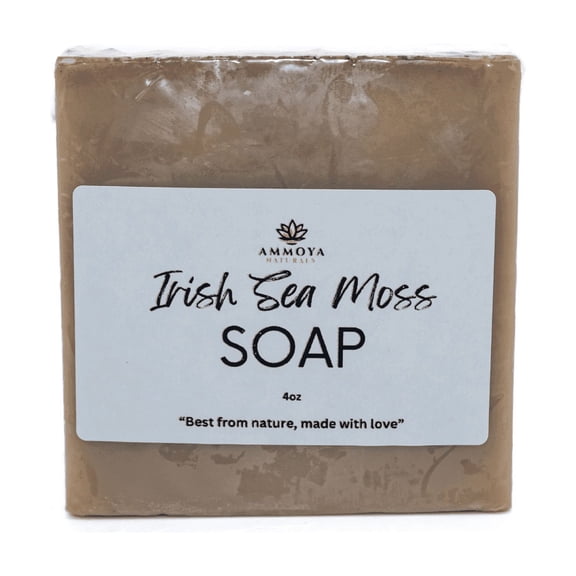 Ammoya Naturals Irish Sea Moss Soap Handcrafted Goat Milk Face & Body Cleansing Bar, Rich Creamy Lather, 4 oz