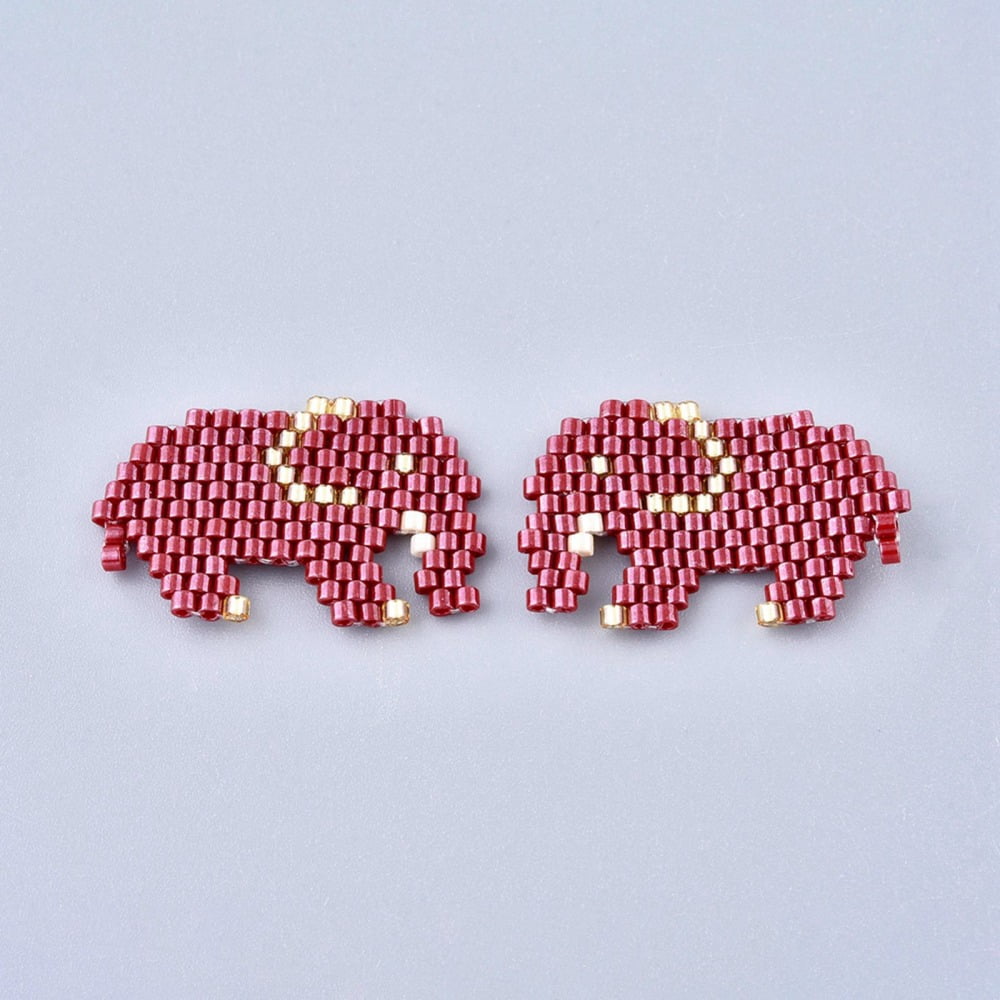 Handmade Seed Beads Pendants with Elastic Thread Loom Pattern Elephant ...
