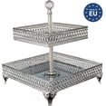 thumbnail image 1 of Handmade Serving Platter, Square Perfume Holder Tray, Fancy Two-Tier Mirror Candy Stands, Metal Tabletop Decorations for Gift, 1 of 4