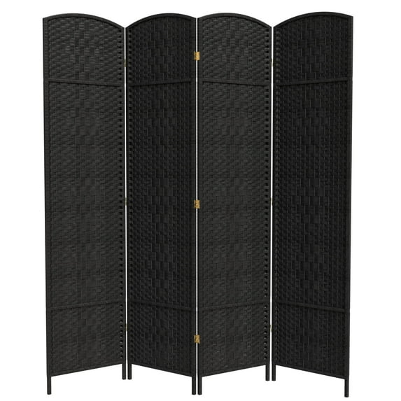 Red Lantern 7 ft. Tall Diamond Weave Room Divider - Black - 4 Panel