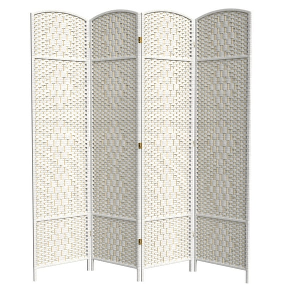 Red Lantern 7 ft. Tall Diamond Weave Room Divider - White - 4 Panel