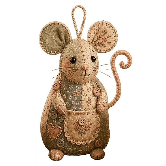 Handmade Sewing Craft Kit, Patchwork Mouse DIY Kit, 5.12 Inch Medium Size, Beginner Needlework Animal Plushie Making Set for Bedroom Ornament, 1-Pack, YDYB