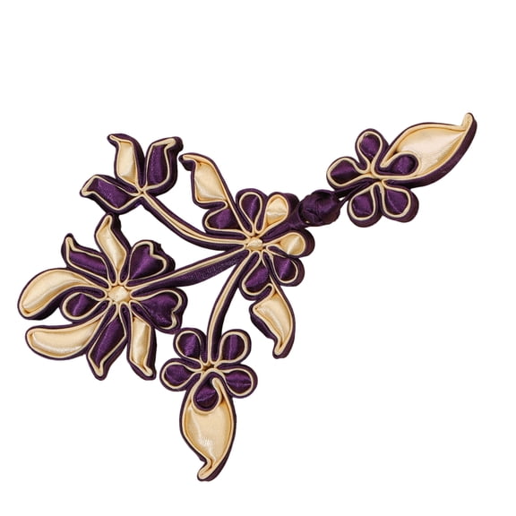 Handmade Sewing Frog Closure Button Floral Fabric Fastener with Satin-Look Detail for Costume Alteration and Collar Trim