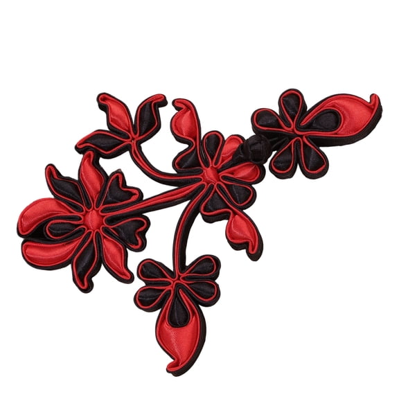 Handmade Sewing Frog Closure Button Floral Fabric Fastener with Satin-Look Detail for Costume Alteration and Collar Trim
