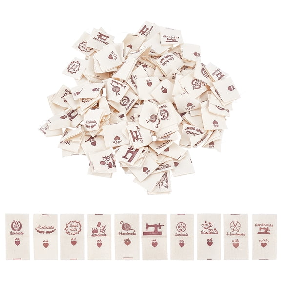 Handmade Sewing Labels 200 Pieces Handmade with Love Tags Fabric Material Embroidered Ribbon Tag for Crafts Sewing Scrapbooking Decoration for DIY