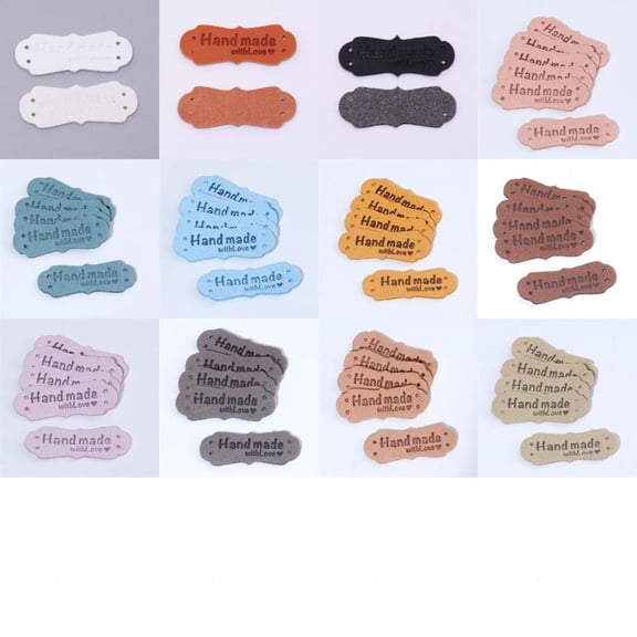 Handmade Sewing Labels 60 Pieces 12 Style Handmade with Love Tags Imitation Leather Labels