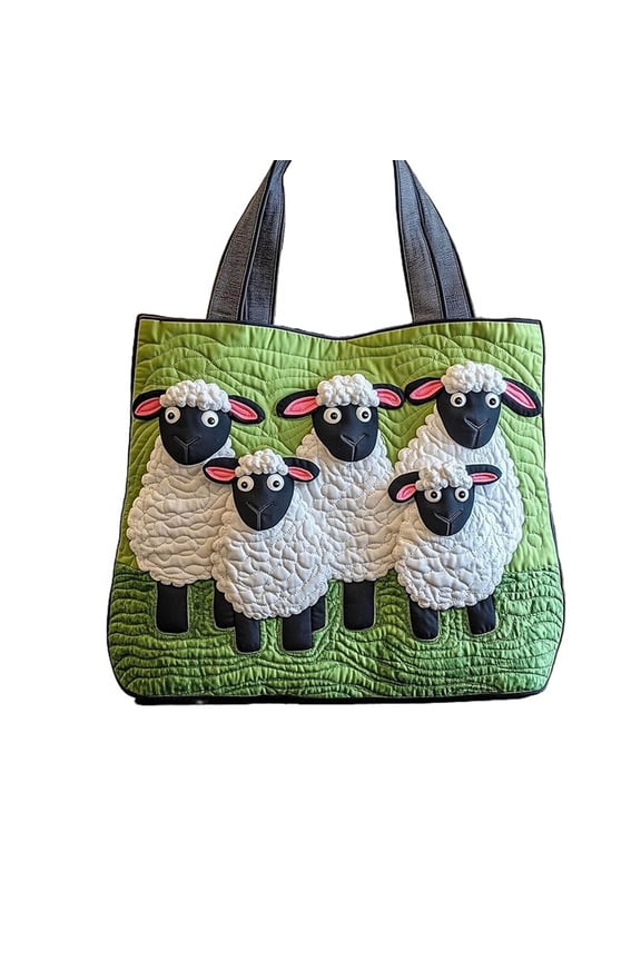 Handmade Sheep Tote Bag with Unique Quilted Design, Spacious, Versatile, Perfect Gift for Animal Lovers & Trendsetters