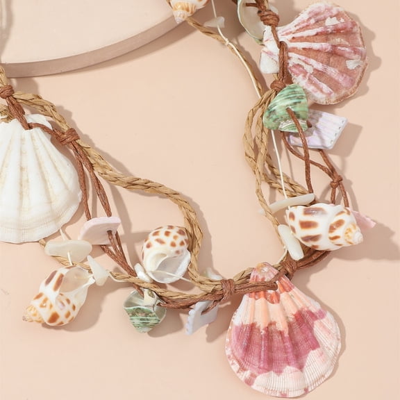 Handmade Shell Choker Necklace for Women Hawaiian Style Short Beach Casual Jewelry Adjustable Summer Accessory for Vacation Gift