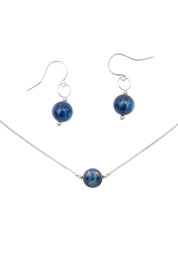 Handmade Shimmering Blue Kyanite Sterling Silver Earrings & Necklace Set - Bridal Wedding Jewelry Set - Bridesmaid Jewelry - Natural Blue Stone Jewelry Set - Artisan Gift - by Earth Song Jewelry