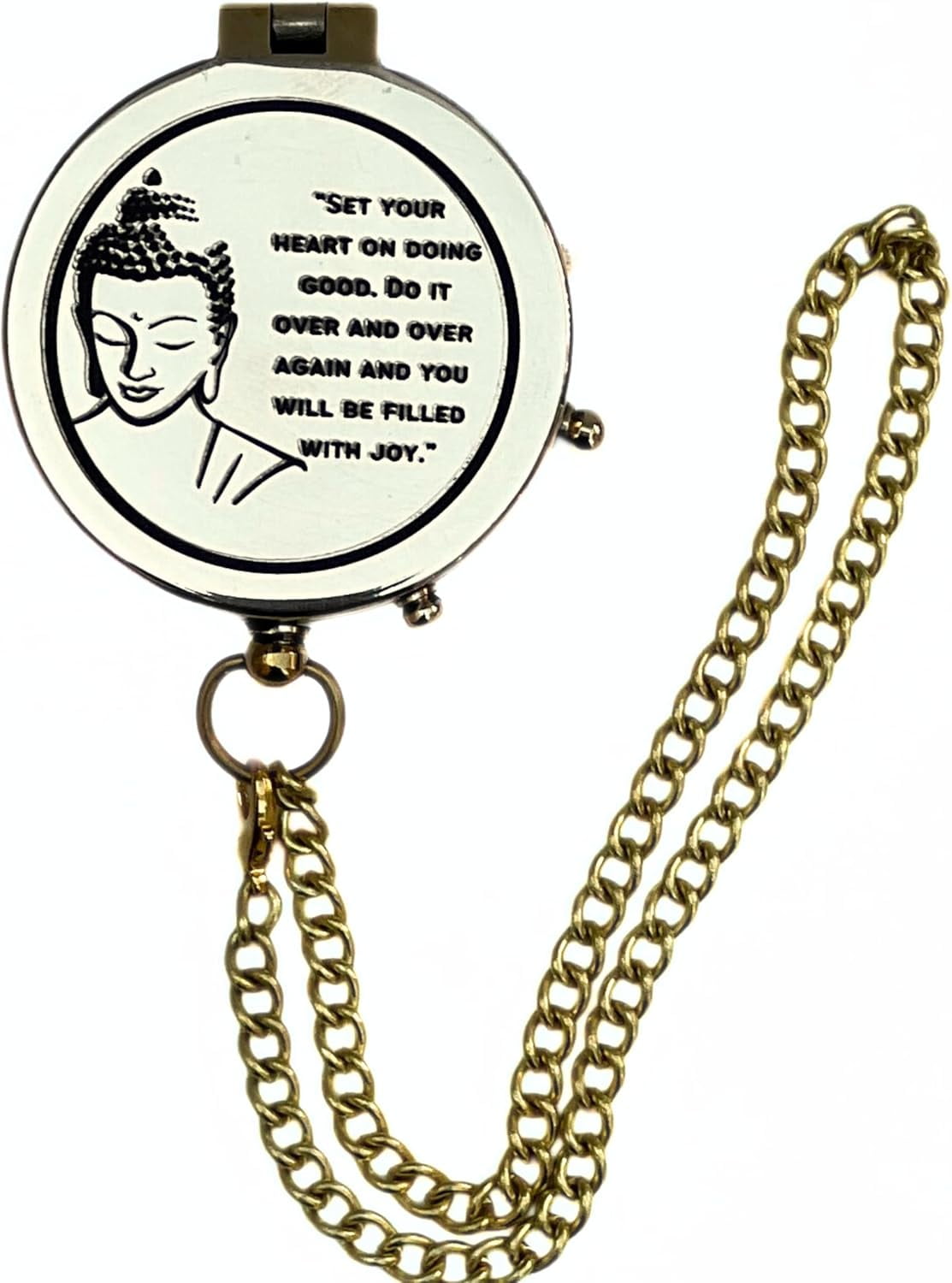 Handmade Shiny Brass Open Pocket Compass Buddha Saying Engraved Magnetic Vintage Compass Devine Love