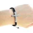 thumbnail image 1 of Handmade Sideways Cross Black String woven braided Macrame Bracelet - 91174, 1 of 4