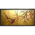 thumbnail image 1 of Handmade Silk and Wood 18-inch Plum Tree on Gold Leaf Wall Hanging (China), 1 of 2