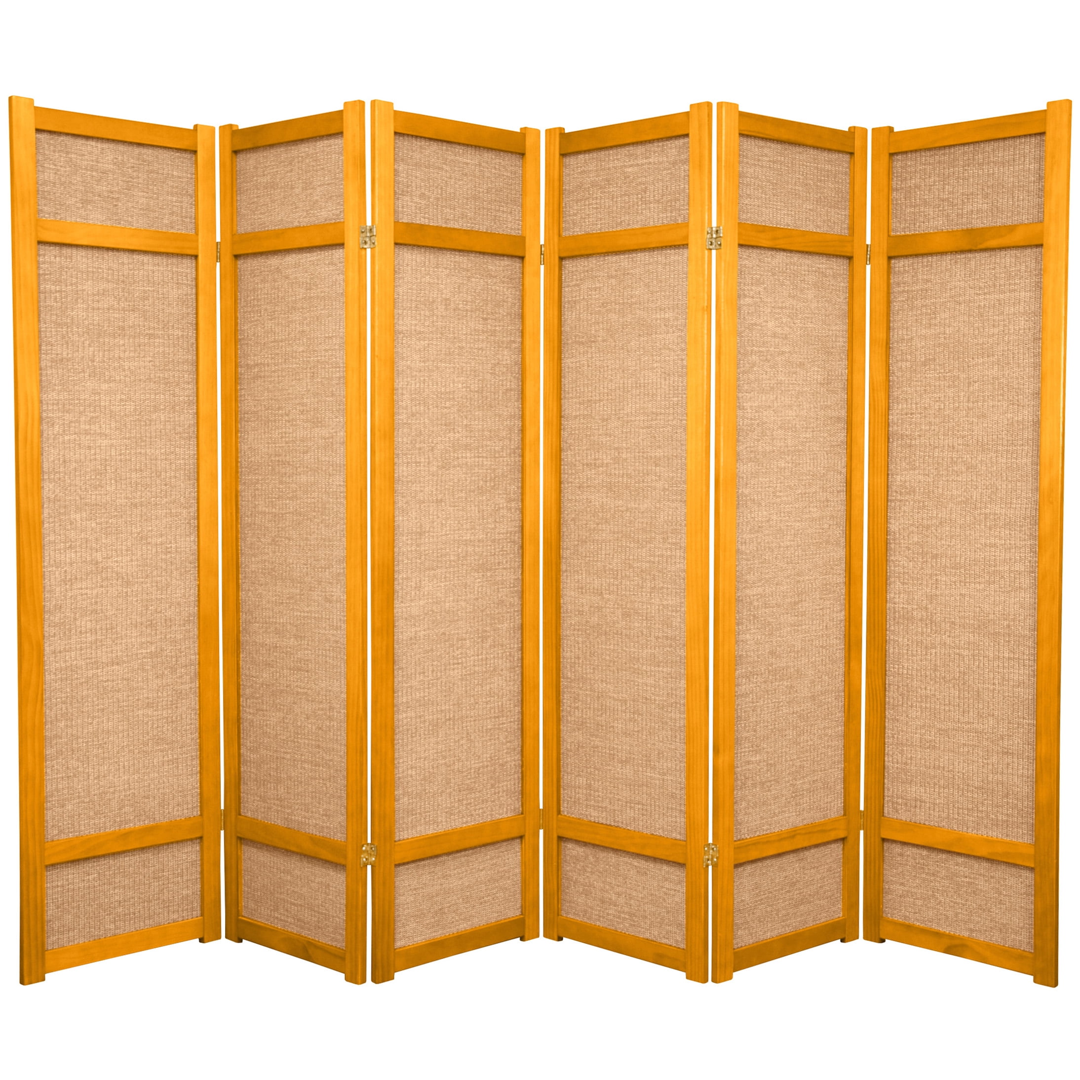 Red Lantern 6 ft. Tall Jute Shoji Screen - 6 Panel - Honey