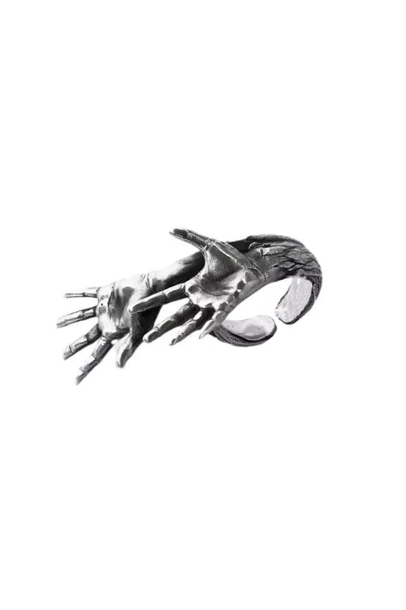 Handmade Skull Hands Design Rings For Men And Women Stylish Alloy Jewelry Perfect Gift For Punk Enthusiasts