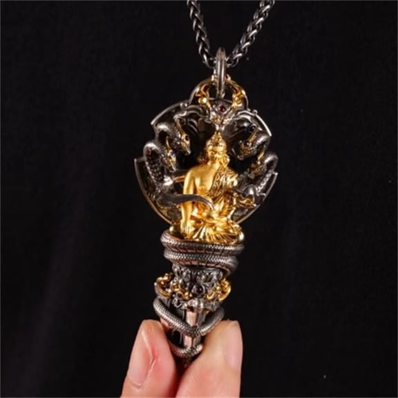 Handmade Snake King Vajra Dainichi Nyorai Tibetan Traditional Vintage Pendant Spiritual Buddhist Amulet Jewelry