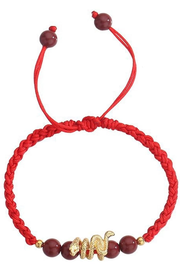 Handmade Snake Year Red String Bracelet, Zodiac Good Luck Charm for Protection and Prosperity, Personalized Chinese Astrology Symbol for Men and Women
