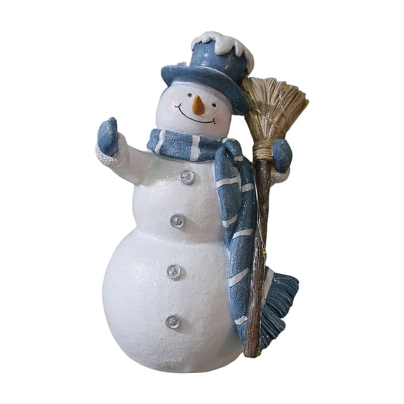 Handmade Snowman Figurines Christmas Table Decorations, Woodcut Style Resin Snowmen Statue for Indoor Winter Home Decor, Holiday Centerpiece Ornaments, Farmhouse Rustic Xmas Sculpture Gifts (B)