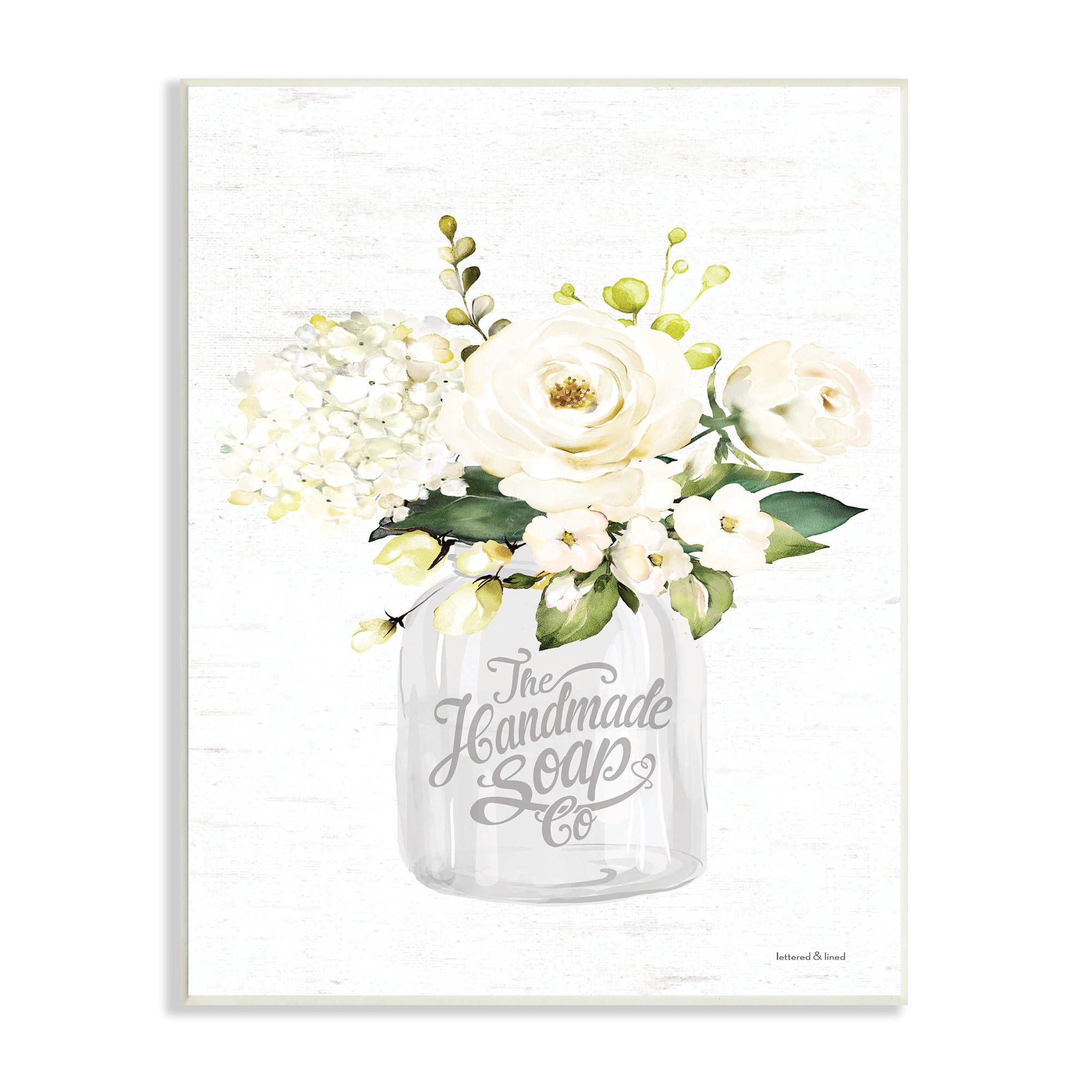 Handmade Soap Co. Farmhouse White Florals Country Bouquet 13 in x 19 in Framed Painting Art Print, by Stupell Home Décor