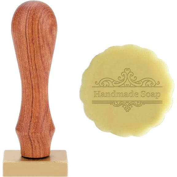 Handmade Soap Stamp 1.6" Soap Chapter with Handmade Soap Phrase Imprint Stamp Soap Stamp with Removable Brass Stamp Head and Pearwood Handle for DIY Handmade Soap diy Word