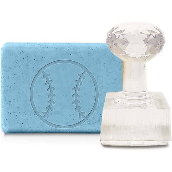 Handmade Soap Stamp Acrylic Clear Soap Baseball Chapter Imprint Embossing with Handle 1.57" Embossing for DIY Arts Crafts Clay Cookie Pottery Biscuits Making Projects Gifts Clear 1pc