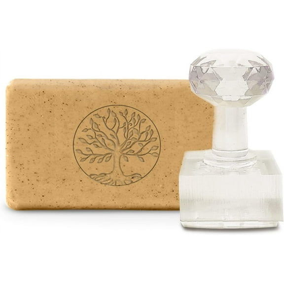 Handmade Soap Stamp Acrylic Soap Stamp Tree of Life with Handle 5.5" Soap Embossing Stamp for Cookie Clay Pottery Stamp Biscuits Gummier DIY Arts Crafts Making Projects