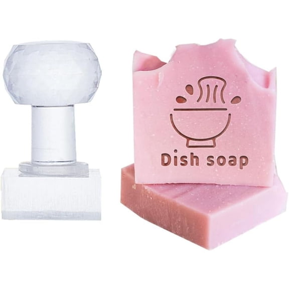 Handmade Soap Stamp Dish Soap Embossing Stamp with Handle Acrylic Transparent Stamp Soap Chapter Imprint Stamp for DIY Soap Supplies Envelope Invitation Party Favor Craft Art Gift