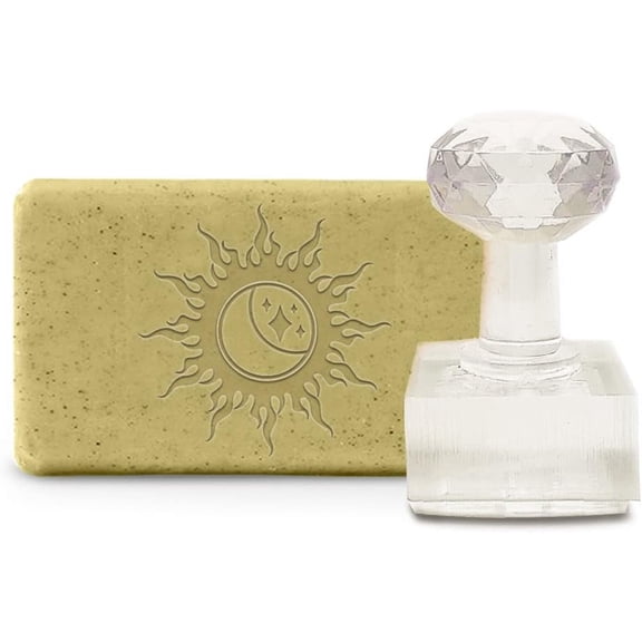Handmade Soap Stamp Sun Moon Acrylic Soap Stamp with 1.57 Removable Handle Embossing Making for Cookie Clay Pottery Biscuits Gummier DIY Arts Crafts 1pc
