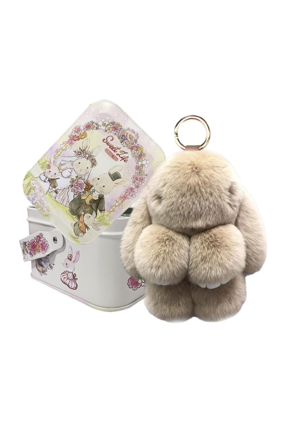 Handmade Soft and Adorable Plush Bunny Keychain (with Tin Box) – A cute Lulu keychain available in multiple colors, a heartwarming gift for women and teenagers.(05)