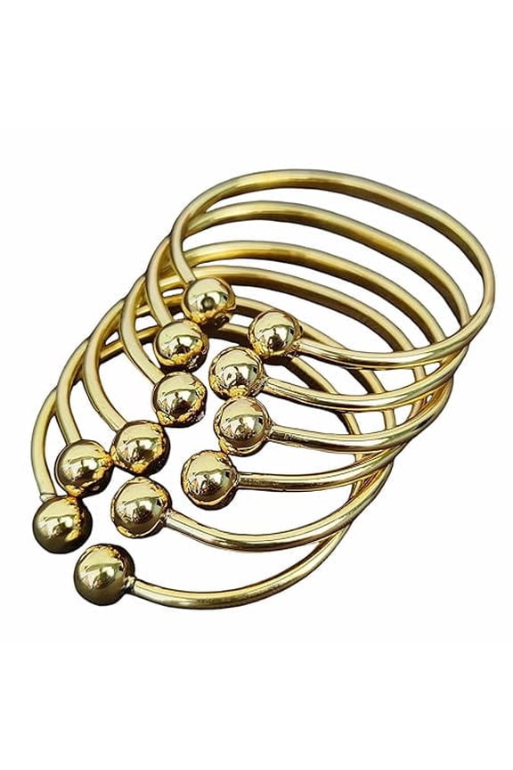 Handmade Solid Brass Bangles, Set of 4, Adjustable Chunky Stackable Bracelets for Women (M)
