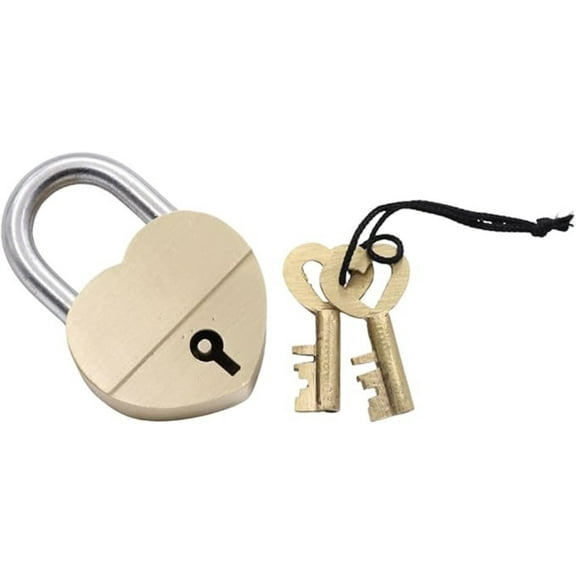 Handmade Solid Brass Heart Sahpe Enagravable Padlock with Key, Personalized Gift to Husband, Love Lock, Wedding Gift Lock (3 Inch)