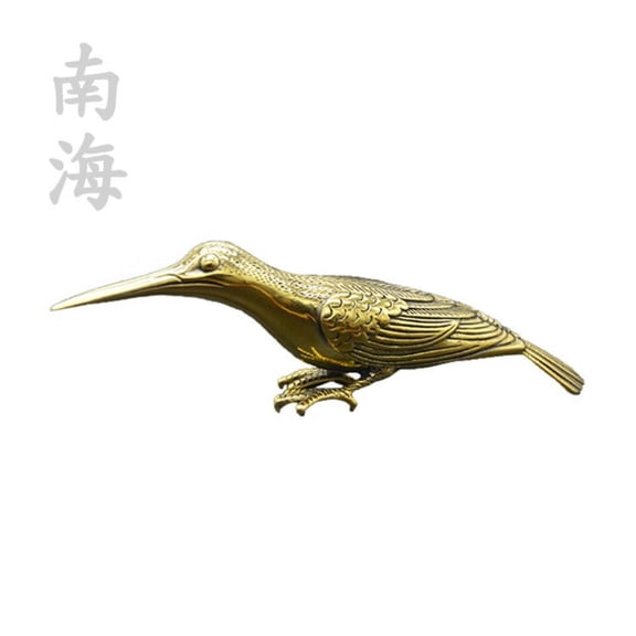 Handmade Solid Brass Magpie Figurine Tea Pet Bird Ornament Desk Sculpture