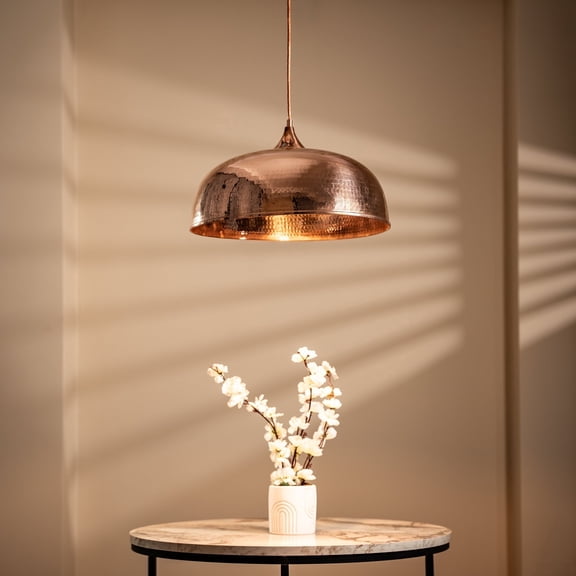 Handmade Hammered Copper Green Patina Pendant Light – Rustic Farmhouse Ceiling Fixture for Kitchen Island, Dining Room & Living Space, Office and Bar | Vintage Hanging Light by ALFIQ