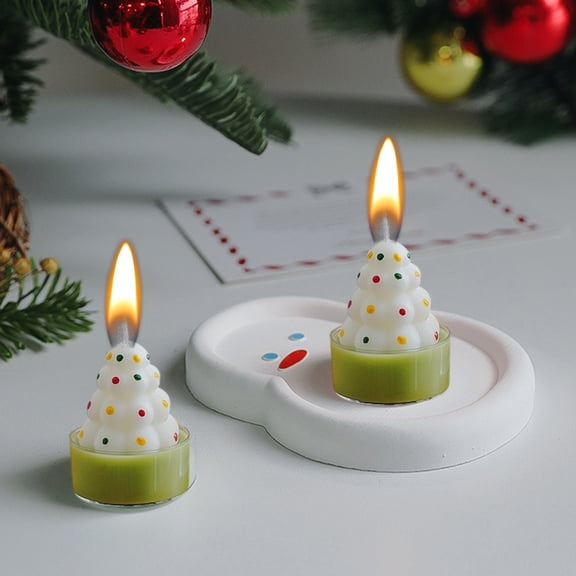Handmade Soy Wax Christmas Candles Set of 2 - Christmas Tree Candles for Holiday Home Decor, Long-Lasting Burning Natural Scented Candles for Fireplace Mantel, Dining Table, Gift Giving