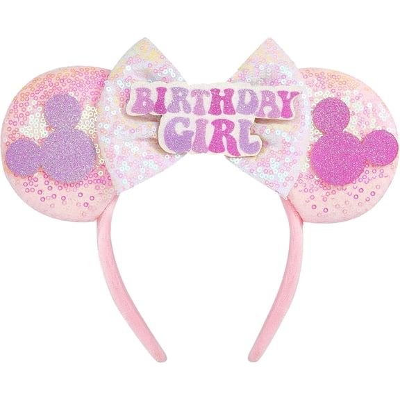 Handmade Sparkly Mouse Ears Headband for Adults & Kids | Upgraded Wide Band |Velvet Non-Slip Band, All-Day Comfort