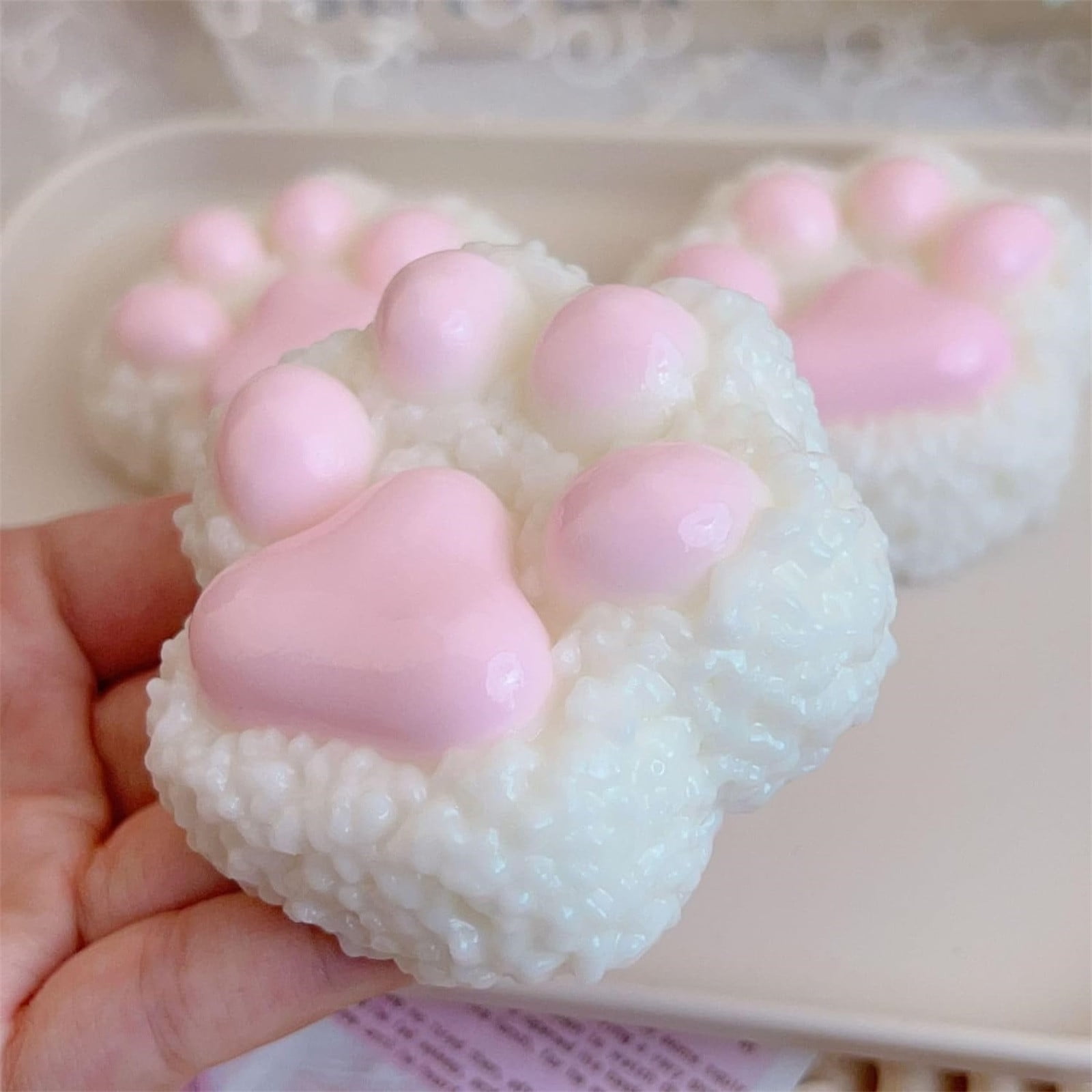 Set De 3 Squishys Pata De Gato De Silicona | Juguetes Anti-Estrés Brillantes De 6.5 Cm | Suaves Y Elásticos Para Niños Y Adultos
