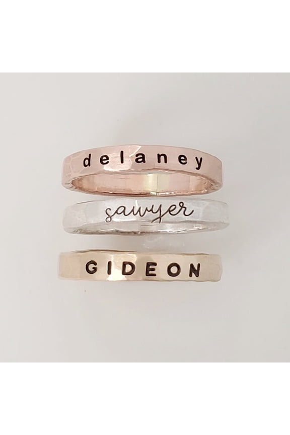 Handmade Stacking Name Ring | Gold Filled Personalized Jewelry | Mother's Day Gift
