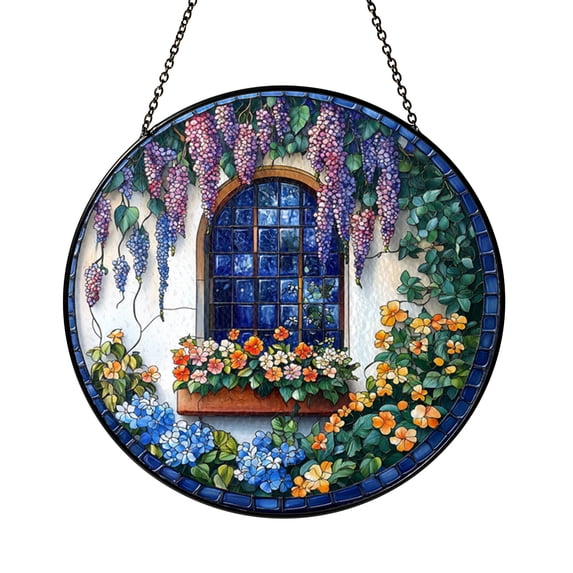 Handmade Stained Glass Flower Suncatcher, Colorful Window Hanging, Gift for Mom or Friend